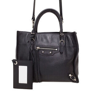 BALENCIAGA Paper Zip Around Shoulder Bag Black